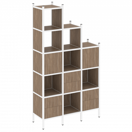 Loft Прямой стеллаж наборный VR.L-22 Дуб аризона/Белый металл 1278*446*2280