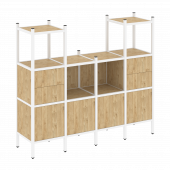 Loft Прямой стеллаж наборный VR.L-14 Тиквуд светлый/Белый металл 1694*446*1458 Loft Прямой стеллаж наборный VR.L-14 Тиквуд светлый/Белый металл 1694*446*1458