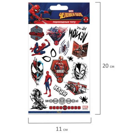 Наклейки-тату переводные АССОРТИ, ЦВЕТНЫЕ, 11х20 см, PY