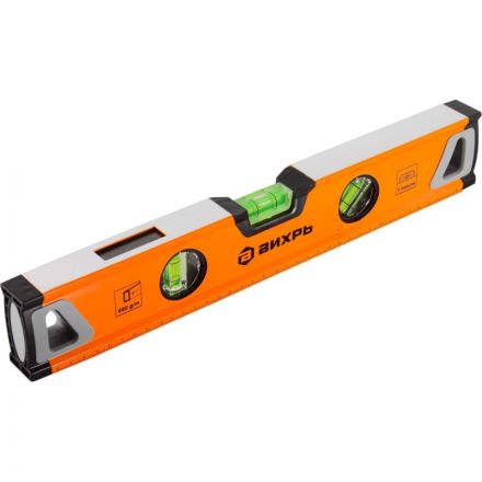 Уровень алюминиевый Усиленный 400 мм, 3 глазка, 2 комп. Вихрь 73/11/4/9