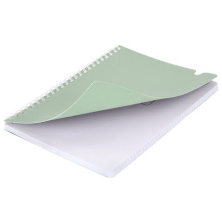 Тетрадь обложка пластик, А5 80 л., гребень мягкий, вырубка для ручки, клетка, BRAUBERG, светло-зеленый, 405378