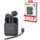 Наушники беспроводные TWS вкладыши с микрофоном, SONNEN EP-BH10B, Bluetooth 5.3, черные, 514122