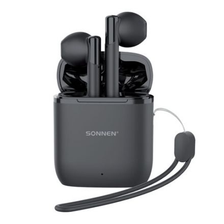 Наушники беспроводные TWS вкладыши с микрофоном, SONNEN EP-BH10B, Bluetooth 5.3, черные, 514122