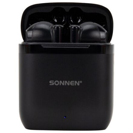 Наушники беспроводные TWS вкладыши с микрофоном, SONNEN EP-BH10B, Bluetooth 5.3, черные, 514122