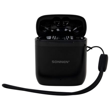 Наушники беспроводные TWS вкладыши с микрофоном, SONNEN EP-BH10B, Bluetooth 5.3, черные, 514122