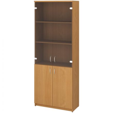 Шкаф Эко/Этюд   закр.со стеклом 1997x768x370 (5 секц.)бук 2659 1403737