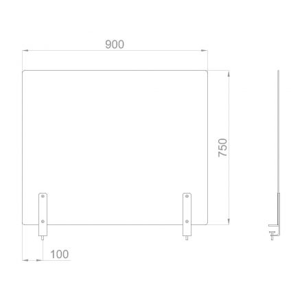 Экран BSL_защитный на 2 струбцины, акрил 900x750x4 мм