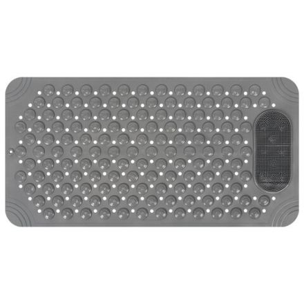 Коврик для ванны противоскользящий с теркой для ступней 68х36 см, серый, ПВХ, присоски, PRIMILA (ПРИМИЛА), 700389