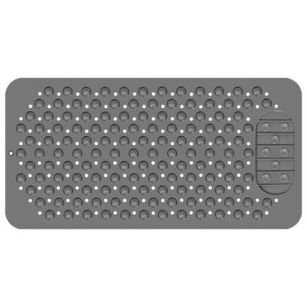 Коврик для ванны противоскользящий с теркой для ступней 68х36 см, серый, ПВХ, присоски, PRIMILA (ПРИМИЛА), 700389