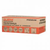 Полотенца бумажные 150 шт., LAIMA PREMIUM (H2), W-сложение, 2-слойные, белые, КОМПЛЕКТ 21 пачка, 32х21,6 см, 116378