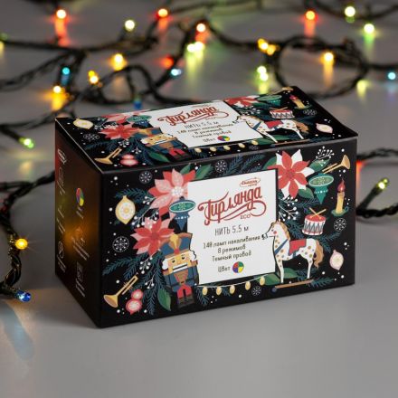 Электрогирлянда Нить 5.5 м,IP20,140 ламп, мульти, 8 режимов, 220 В 670999 Электрогирлянда Нить 5.5 м,IP20,140 ламп, мульти, 8 режимов, 220 В 670999