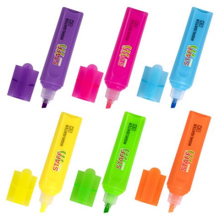Набор текстовыделителей 6 НЕОНОВЫХ ЦВЕТОВ, STAFF "EVERYDAY HL-720", линия 1-5 мм, скошенный наконечник, 152556
