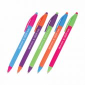 Ручка шариковая масляная автоматическая BRAUBERG "Delta Mix", СИНЯЯ, корпус soft-touch ассорти, узел 0,7 мм, линия письма 0,35 мм, 143340, OBPR366