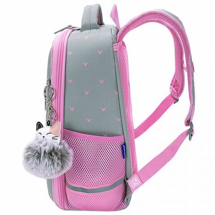 Ранец BRAUBERG LIGHT, 1 отделение, с брелоком, "Cat patches", плюшевые нашивки, 36х26х13 см, 272030