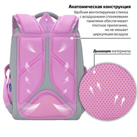 Ранец BRAUBERG LIGHT, 1 отделение, с брелоком, "Cat patches", плюшевые нашивки, 36х26х13 см, 272030