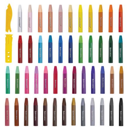 Пастель масляная восковые мелки утолщенные 48 цвета с точилкой, держателем и стеком, BRAUBERG PREMIUM, 272714