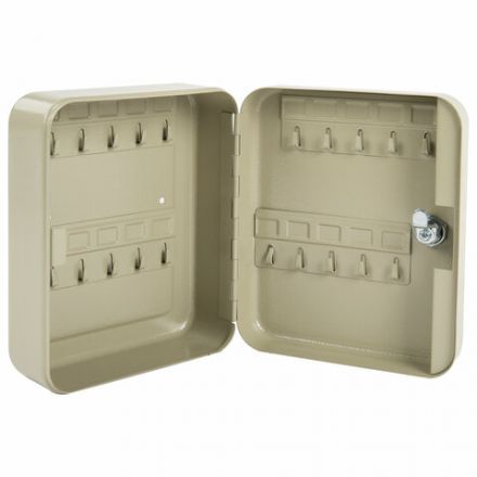 Шкафчик (Ключница) на 20 ключей BRAUBERG, 200х160х80 мм, с замком, +20 брелоков, серый, 290337