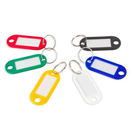 Бирки для ключей КОМПЛЕКТ 100 шт., длина 50 мм, инфо-окно 30х15 мм, АССОРТИ, STAFF, 237493