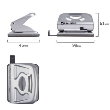 Дырокол металлический BRAUBERG "Metallic", до 20 листов, серебристый, 224339 Дырокол металлический BRAUBERG "Metallic", до 20 листов, серебристый, 224339