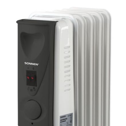 Обогреватель масляный SONNEN DFS-05, 1000 Вт, 5 секций, белый, 453497