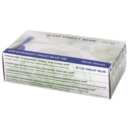 Перчатки нитриловые смотровые SFM Supersoft N135, Германия, 100 пар (200 штук), размер 8-9, L (большой), фиолетовые