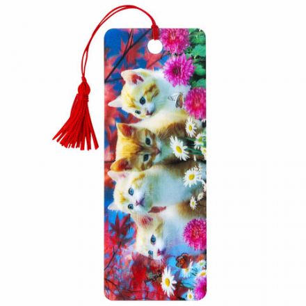 Закладка для книг с линейкой 3D ОБЪЕМНАЯ BRAUBERG, "Котята", с декоративным шнурком-завязкой, 125762 Закладка для книг с линейкой 3D ОБЪЕМНАЯ BRAUBERG, "Котята", с декоративным шнурком-завязкой, 125762