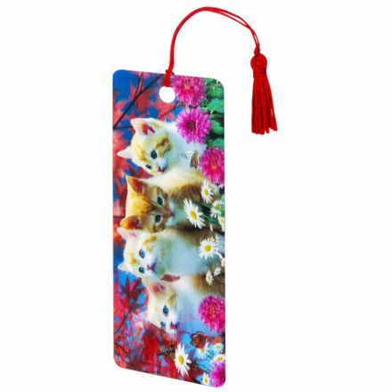 Закладка для книг с линейкой 3D ОБЪЕМНАЯ BRAUBERG, "Котята", с декоративным шнурком-завязкой, 125762 Закладка для книг с линейкой 3D ОБЪЕМНАЯ BRAUBERG, "Котята", с декоративным шнурком-завязкой, 125762