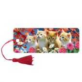 Закладка для книг с линейкой 3D ОБЪЕМНАЯ BRAUBERG, "Котята", с декоративным шнурком-завязкой, 125762