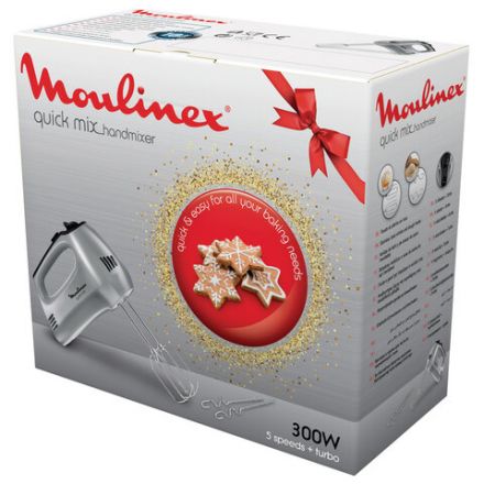 Миксер MOULINEX HM310E10, 300Вт, 5 скоростей, 2 венчика, 2 крюка для теста, серый, 8010001084 Миксер MOULINEX HM310E10, 300Вт, 5 скоростей, 2 венчика, 2 крюка для теста, серый, 8010001084