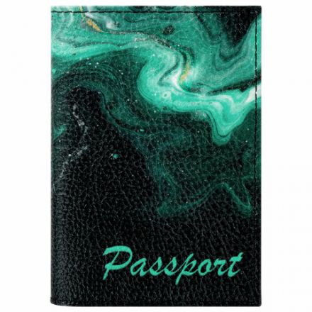 Обложка для паспорта натуральная кожа флоттер, принт "Дым", цвет черный, BRAUBERG, 238869