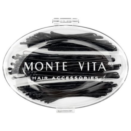 Невидимки для волос НАБОР 60 шт., 4,5 см, 5 см, 6 см, в кейсе, чёрный, MONTE VITA (МОНТЕ ВИТА), 457102