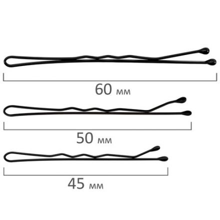 Невидимки для волос НАБОР 60 шт., 4,5 см, 5 см, 6 см, в кейсе, чёрный, MONTE VITA (МОНТЕ ВИТА), 457102