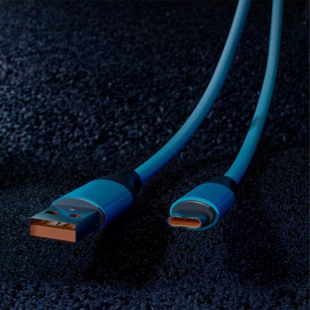 Кабель BOLD USB – Type-C, 1 м, 3 А, SMARTBUY, для быстрой зарядки и передачи данных, толстый, синий, 18126, 3112BOLD-BLUE