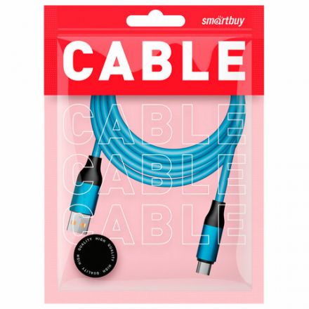 Кабель BOLD USB – Type-C, 1 м, 3 А, SMARTBUY, для быстрой зарядки и передачи данных, толстый, синий, 18126, 3112BOLD-BLUE