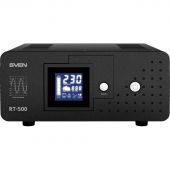 ИБП SVEN RT-500 Sin, 300Вт, 1xCEE7/4 розетка, клеммы для внешних АКБ, LCD