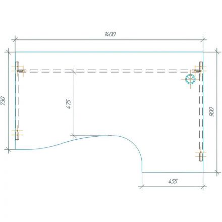 Стол Easy One правый (872,873) дуб сонома Ш1400 Г900