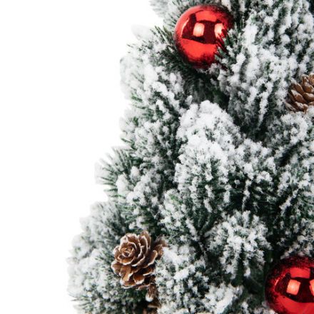 Ель новогодняя искусственная 32 см, заснеженная с декором, литой ПЭТ, ЗОЛОТАЯ СКАЗКА, 592514