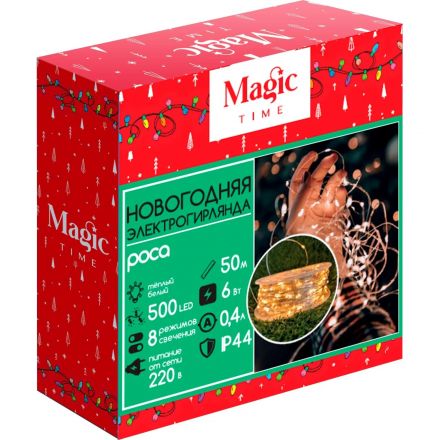 Электрогирлянда 500 LED ламп, размер 5000 cм, тепл. белый, 8 реж., 93627