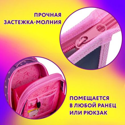 Папка для тетрадей ЮНЛАНДИЯ А4, 1 отделение, пластик, на молнии, "Donut worry", 272136