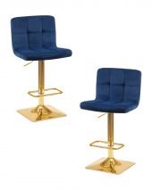 Набор 2 шт Стул барный DOBRIN GOLDIE, синий велюр (MJ9-117)
