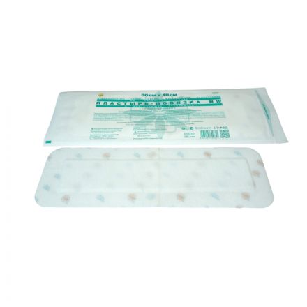 Пластырь-повязка неткан основа впит подушка 30x10см 50шт/уп LEIKO