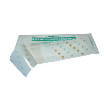 Пластырь-повязка неткан основа впит подушка 30x10см 50шт/уп LEIKO