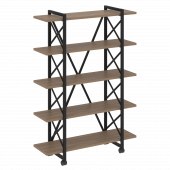 Loft Стеллаж на колесных опорах-5 полок VR.L-MST.K-5.8V Дуб аризона/Чёрный металл 1200*400*1704