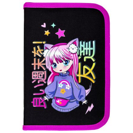 Пенал BRAUBERG, 1 отделение, 1 откидная планка, полиэстер, 21х14 см, "Anime girl", 272323
