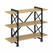 Loft Стеллаж на колесных опорах-3 полки VR.L-MST.K-3.8V Тиквуд светлый/Чёрный металл 1200*400*968