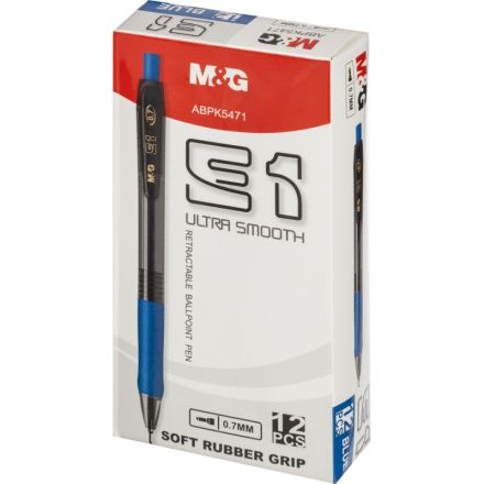 Ручка шариковая автоматтическая M&G E1, д.ш. 0,7 мм, синяя, масл., манж