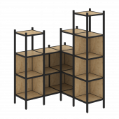 Loft Угловой внутренний стеллаж наборный VR.L-39 Тиквуд светлый/Чёрный металл 1278*1278*1869