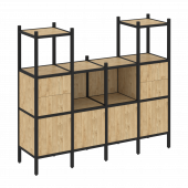 Loft Прямой стеллаж наборный VR.L-14 Тиквуд светлый/Чёрный металл 1694*446*1458 Loft Прямой стеллаж наборный VR.L-14 Тиквуд светлый/Чёрный металл 1694*446*1458