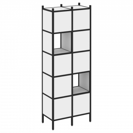 Loft Прямой стеллаж наборный VR.L-05 Белый бриллиант/Чёрный металл 862*446*1869 Loft Прямой стеллаж наборный VR.L-05 Белый бриллиант/Чёрный металл 862*446*1869