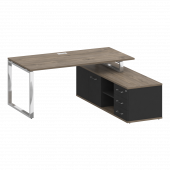 Shift Стол руководителя с опорной греденцией, правый SK.SRG-180 (R) Тиквуд тёмный/Антрацит 1800*1800*753 Shift Стол руководителя с опорной греденцией, правый SK.SRG-180 (R) Тиквуд тёмный/Антрацит 1800*1800*753